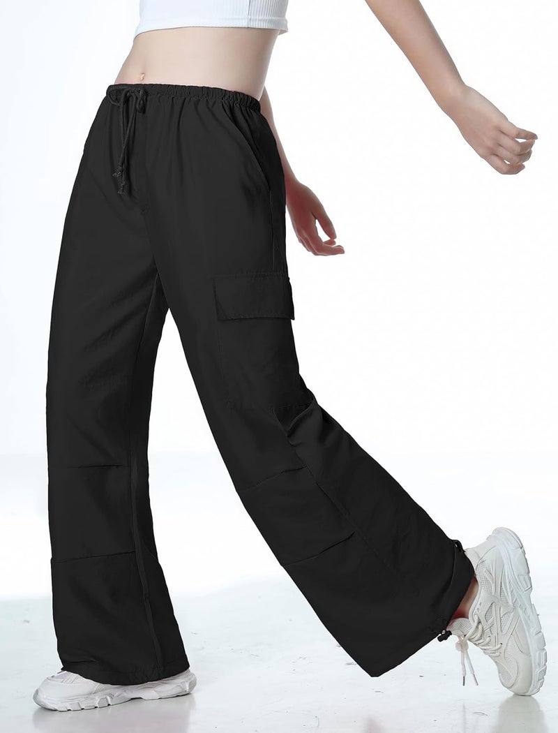 Mebius Store Girls Parachute Pants Baggy Cargo Hiking Joggers Hip Hop Dance with Pockets Trousers for Kids 8-14Y - Image 5
